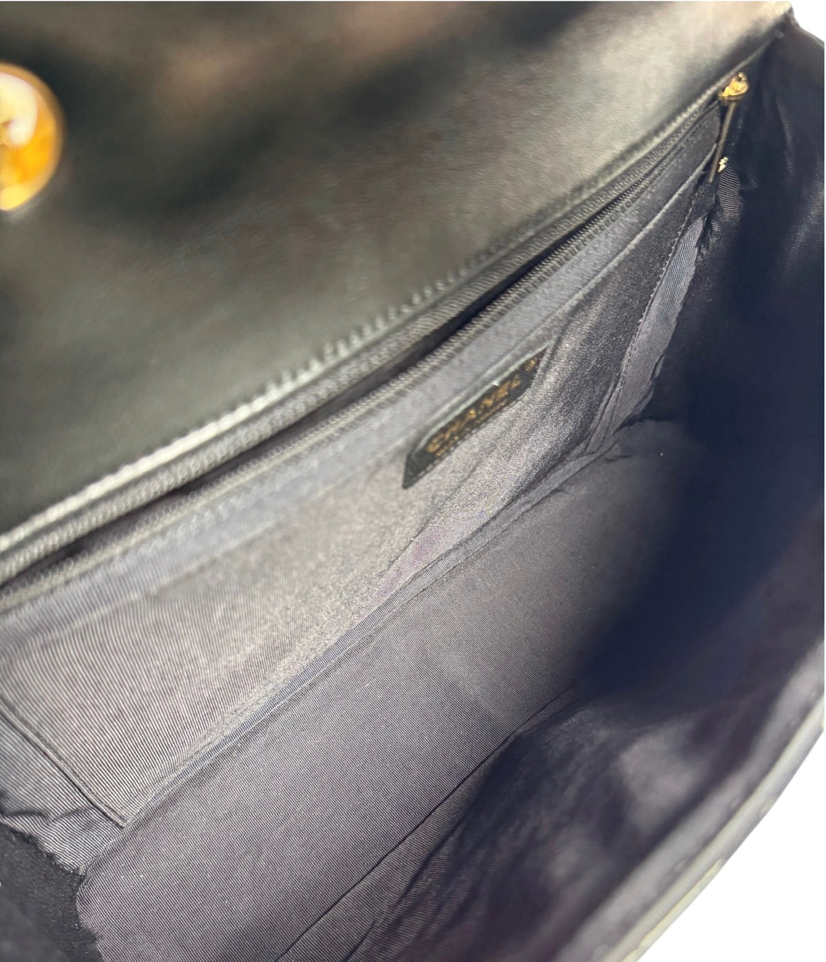 Chanel Black Sparkle Patent Jumbo Single Flap T9114
