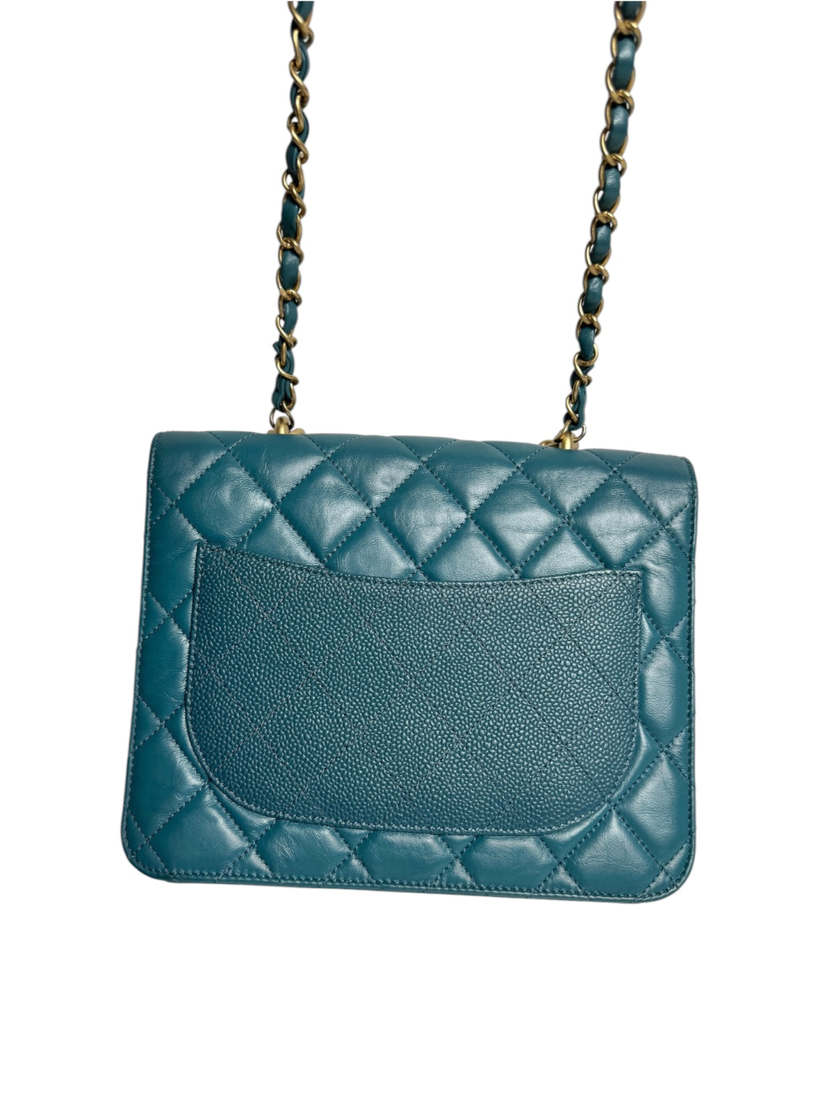 Chanel Teal Chain Handle Flap Bag T9115