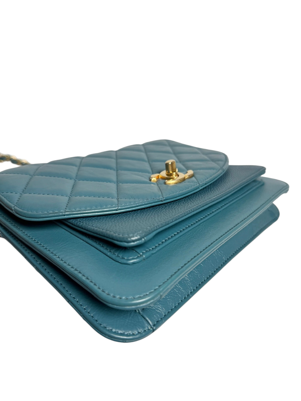 Chanel Teal Chain Handle Flap Bag T9115