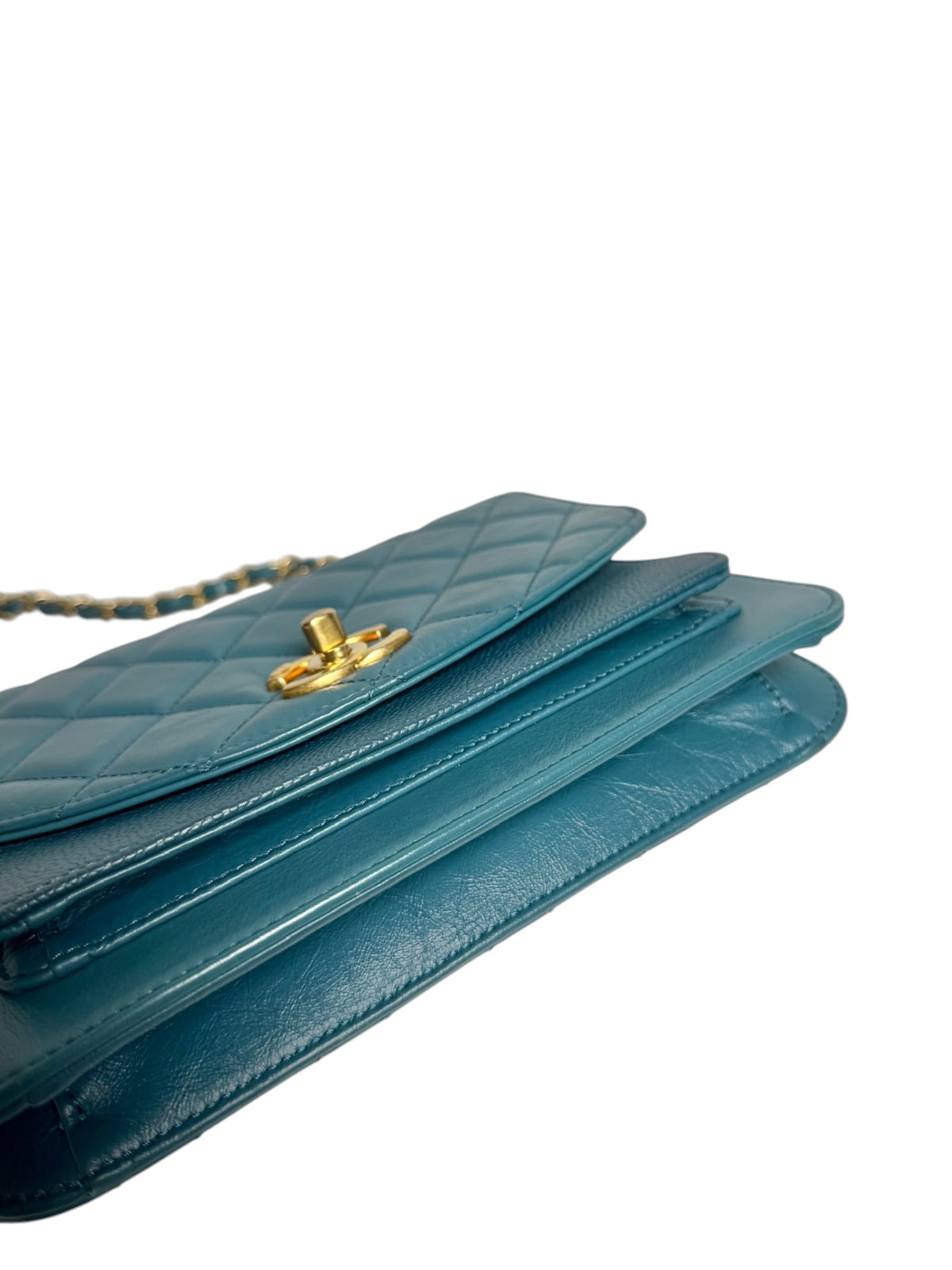 Chanel Teal Chain Handle Flap Bag T9115