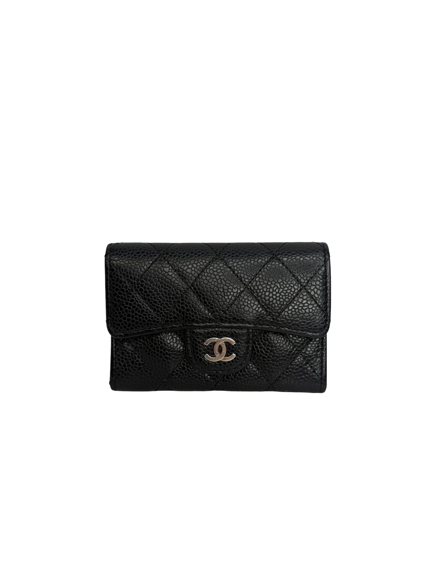 Chanel Caviar Black Flap Card Case T8741