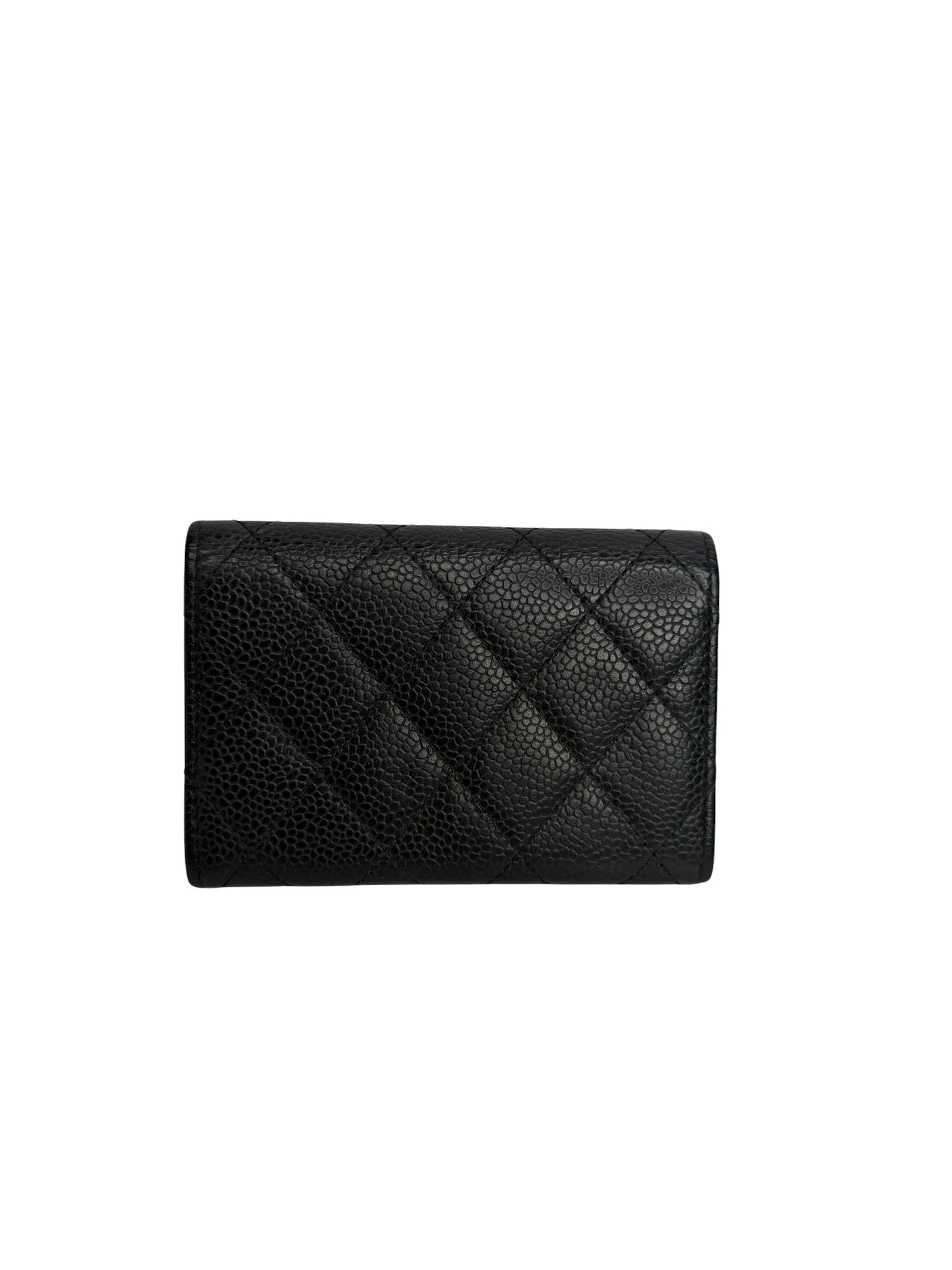 Chanel Caviar Black Flap Card Case T8741