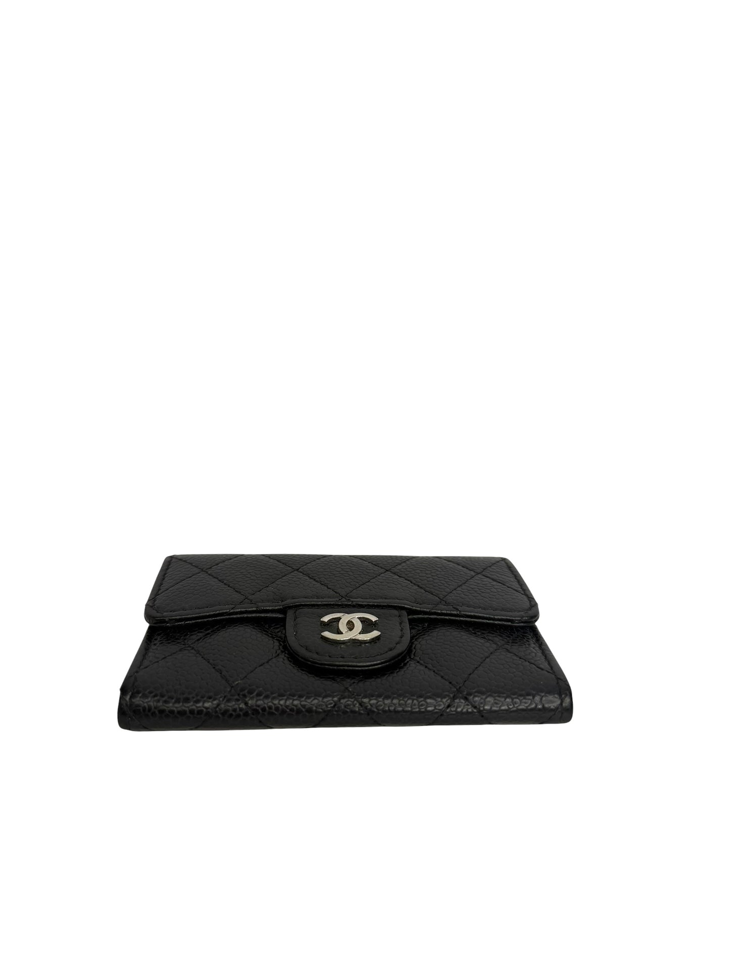 Chanel Caviar Black Flap Card Case T8741