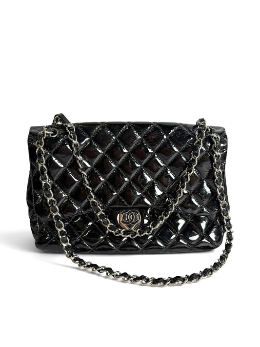 Chanel Patent Jumbo Single Flap Heart CC