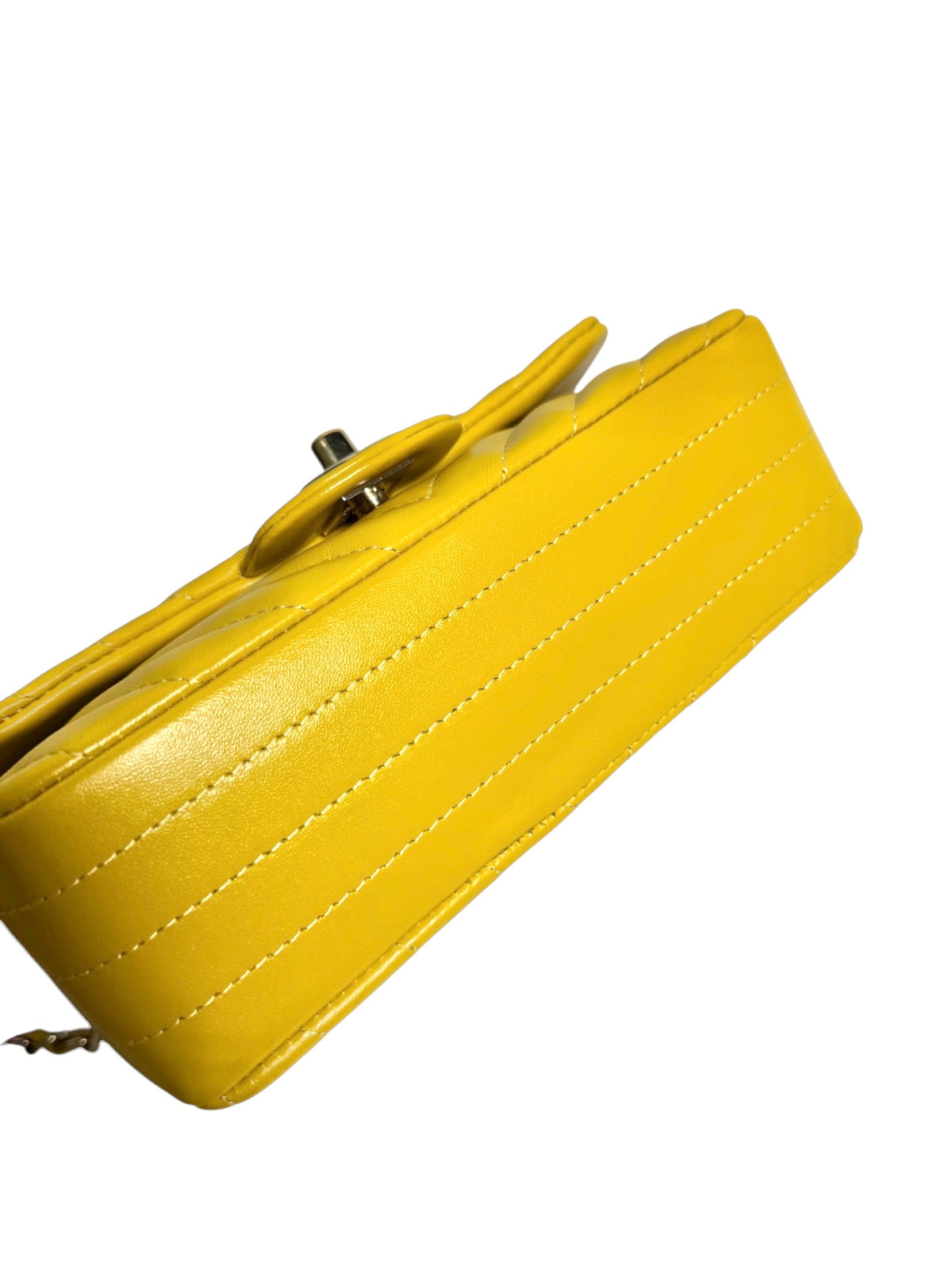 Chanel Yellow Chevron Mini Flap GHW T9116