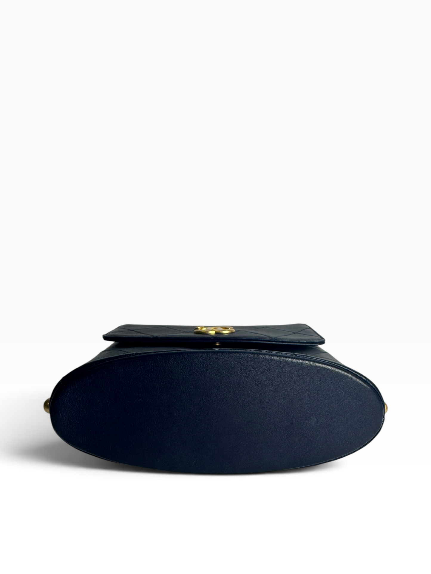 Chanel Navy Pearl Chain Flap GHW T7461