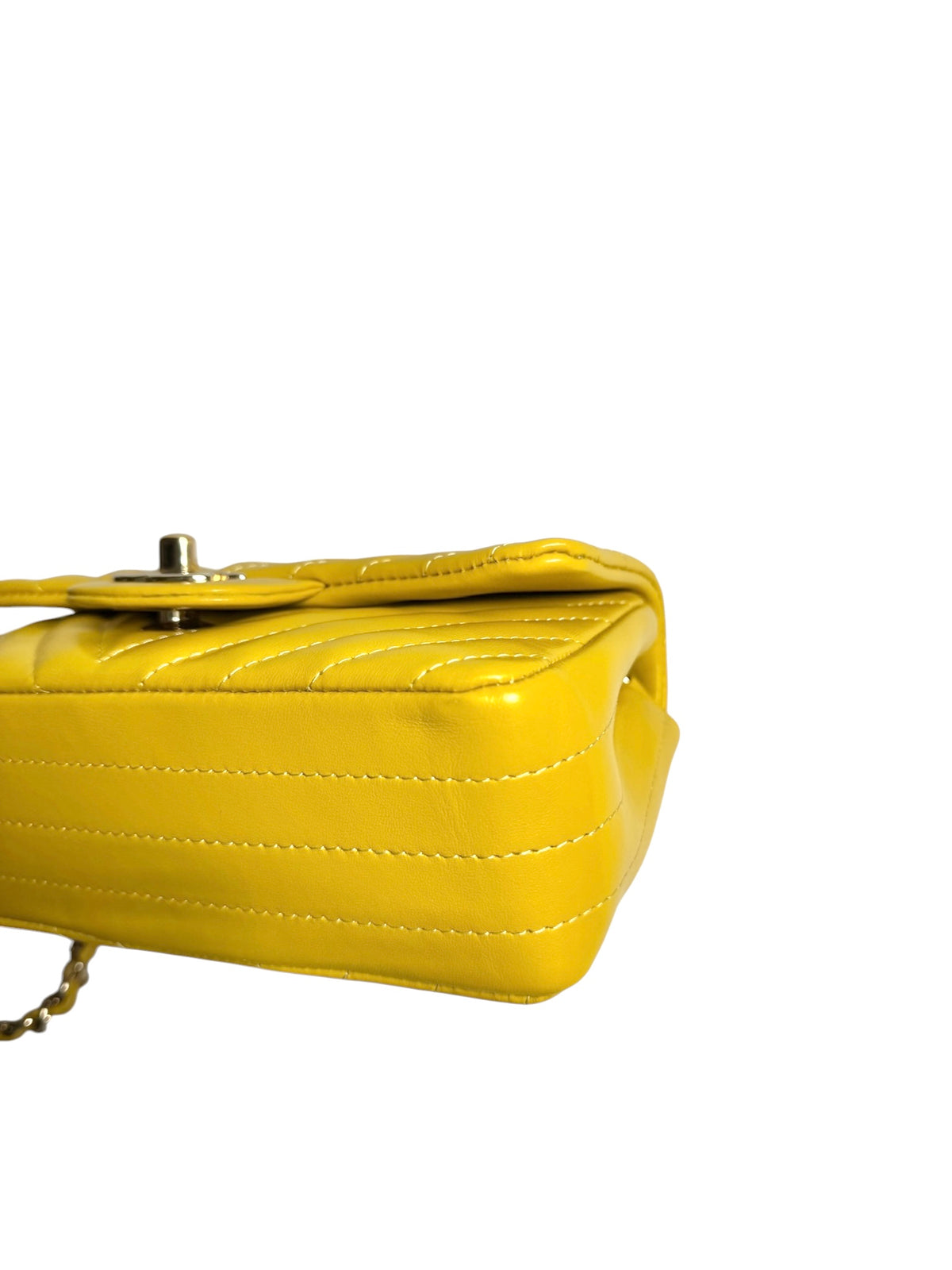Chanel Yellow Chevron Mini Flap GHW T9116