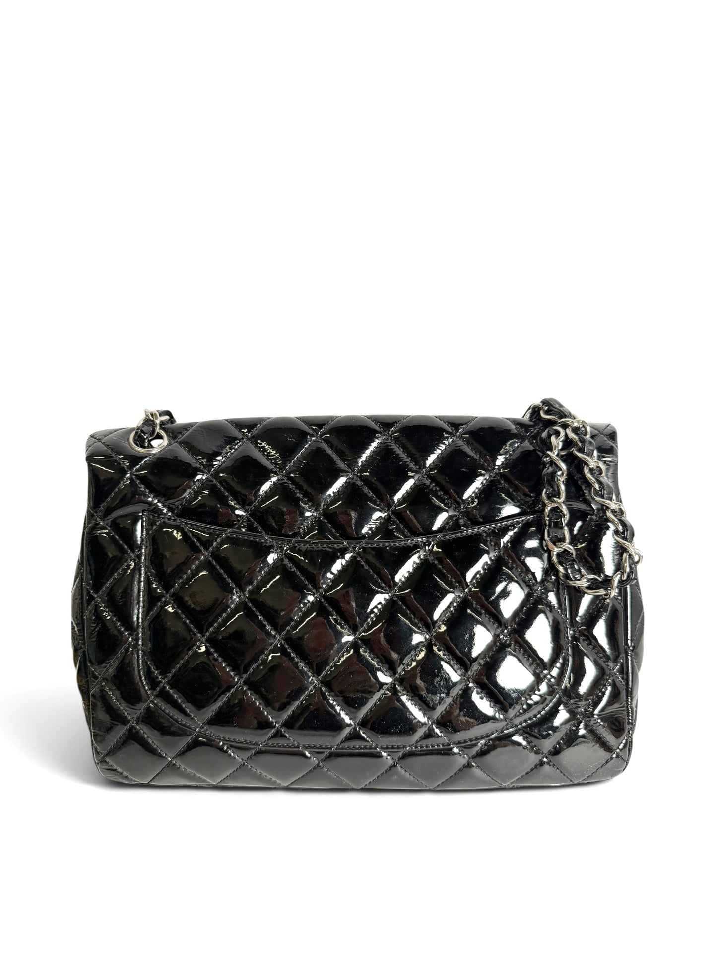 Chanel Patent Jumbo Single Flap Heart CC