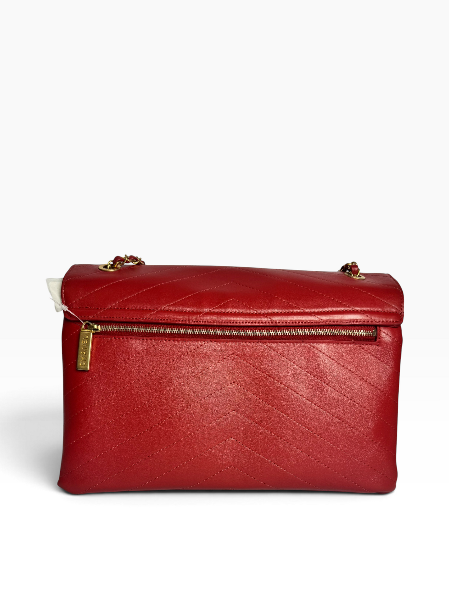 Chanel Red Chevron Envelope Flap GHW T8254
