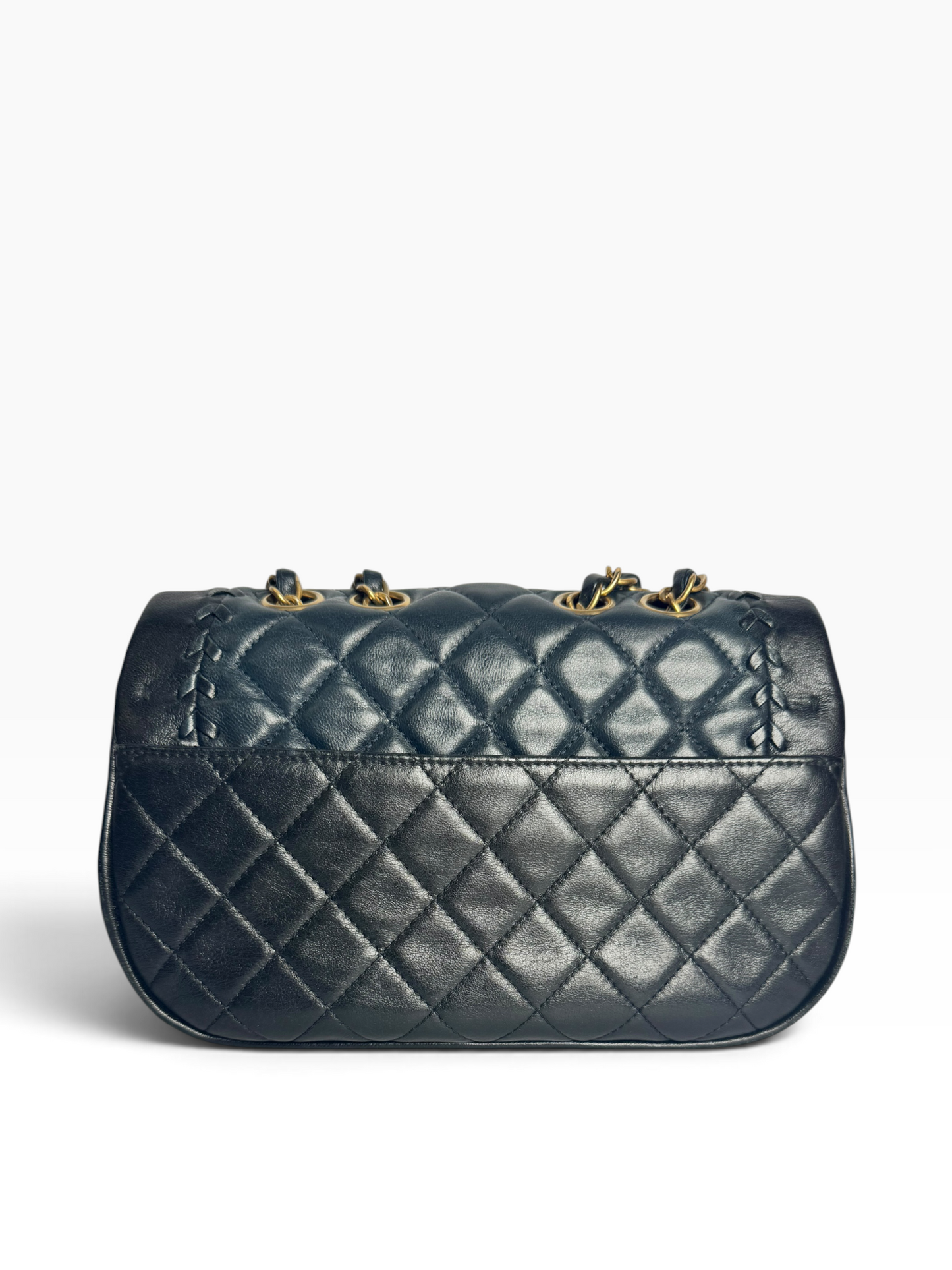 Chanel Braided Blue Black Trim Flap T6098