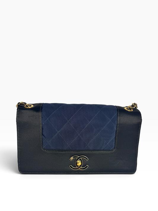 Chanel Navy Mademoiselle Satin T4575