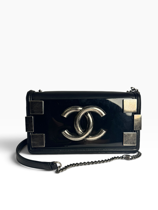 Chanel Black Boy Block Patent RHW T6901