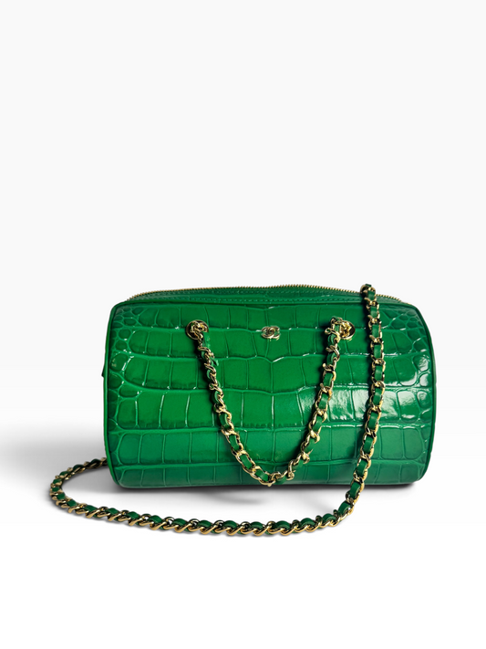 Chanel Green Croc Bowler NWT Full Set T8245