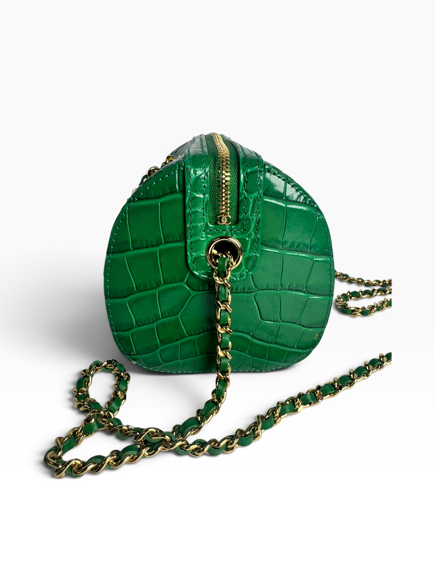 Chanel Green Croc Bowler NWT Full Set T8245