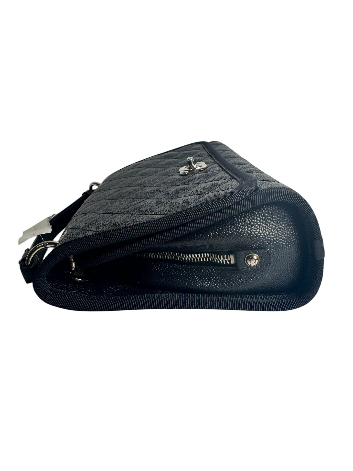 Chanel Black Quilted Caviar Top Handle Flap SHW T5682