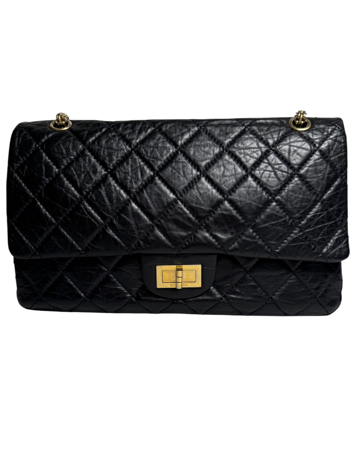 Chanel Black Reissue Jumbo Double Flap GHW T9118