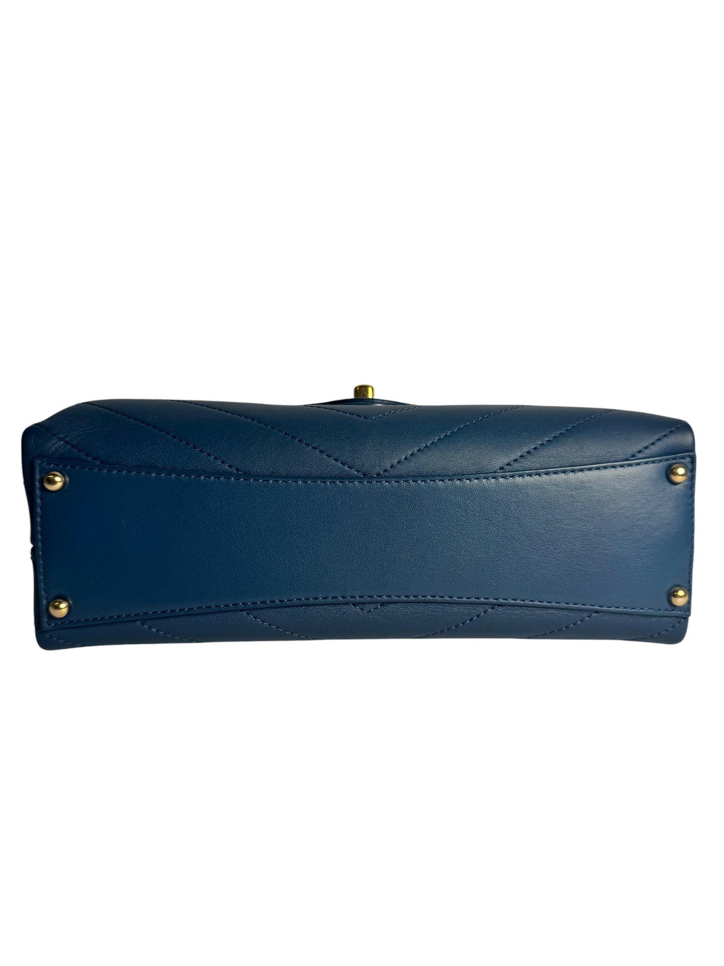 Chanel Blue Chevron Top Handle Envelope Flap GHW T6419