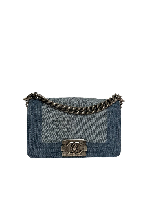 Chanel Chevron Small Denim Boy Bag