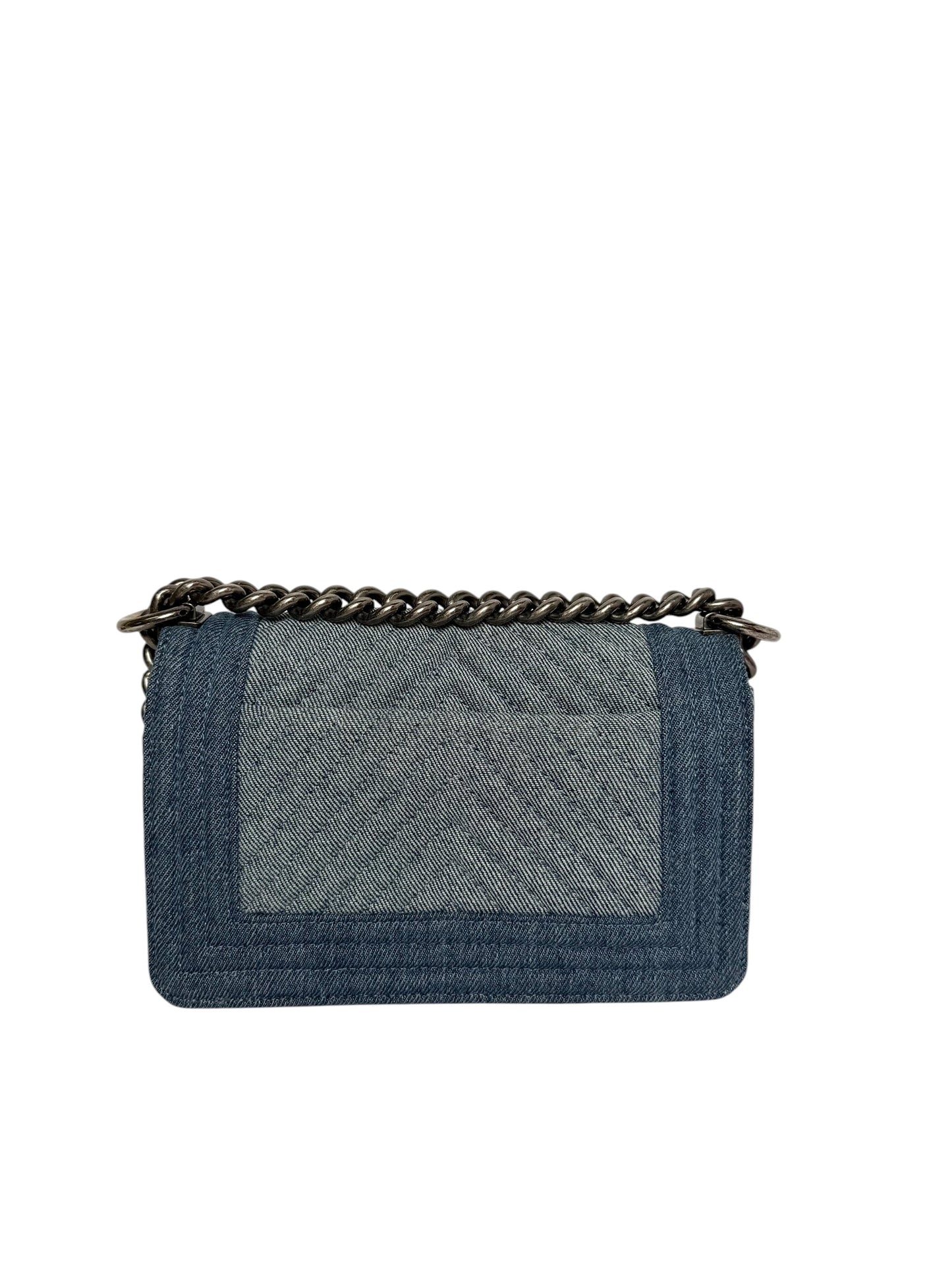 Chanel Chevron Small Denim Boy Bag