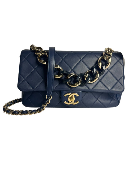 Chanel Navy Resin Top Handle Flap T5530