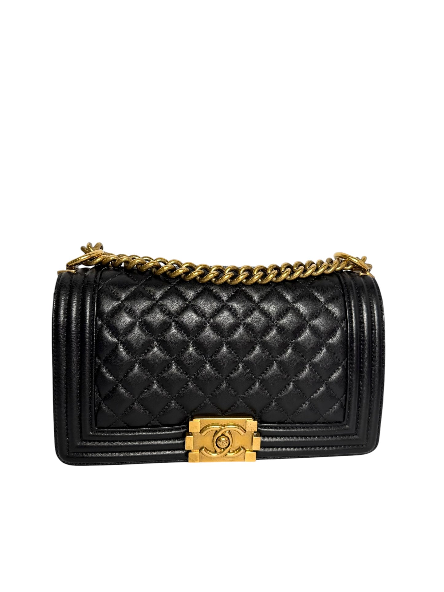Chanel Quilted Medium Black Boy Bag GHW