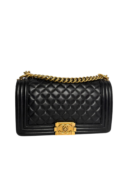Chanel Quilted Medium Black Boy Bag GHW