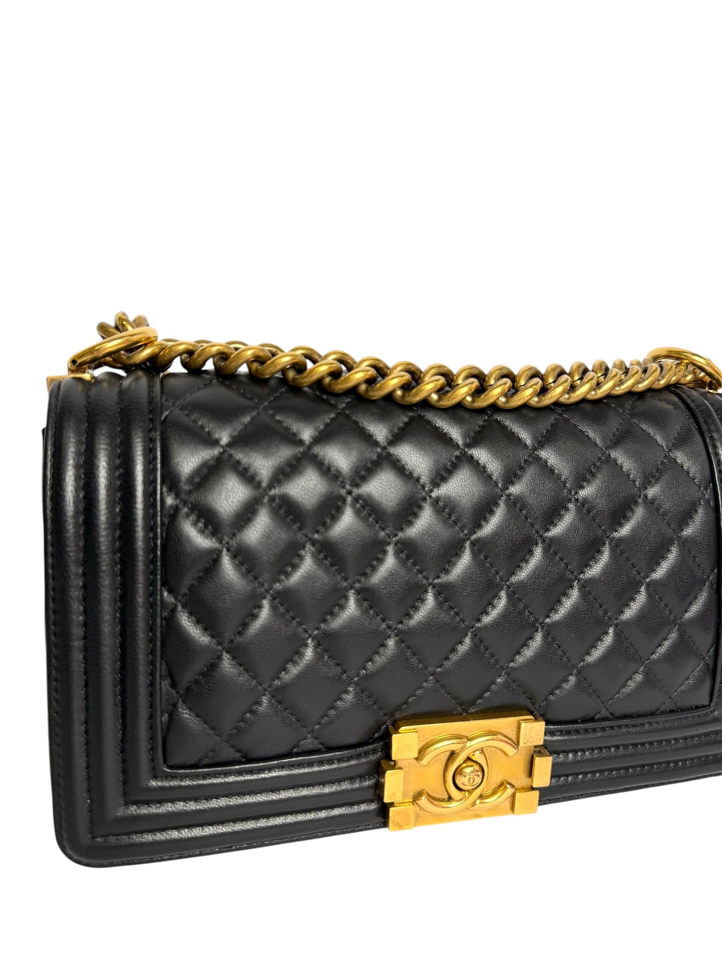 Chanel Quilted Medium Black Boy Bag GHW