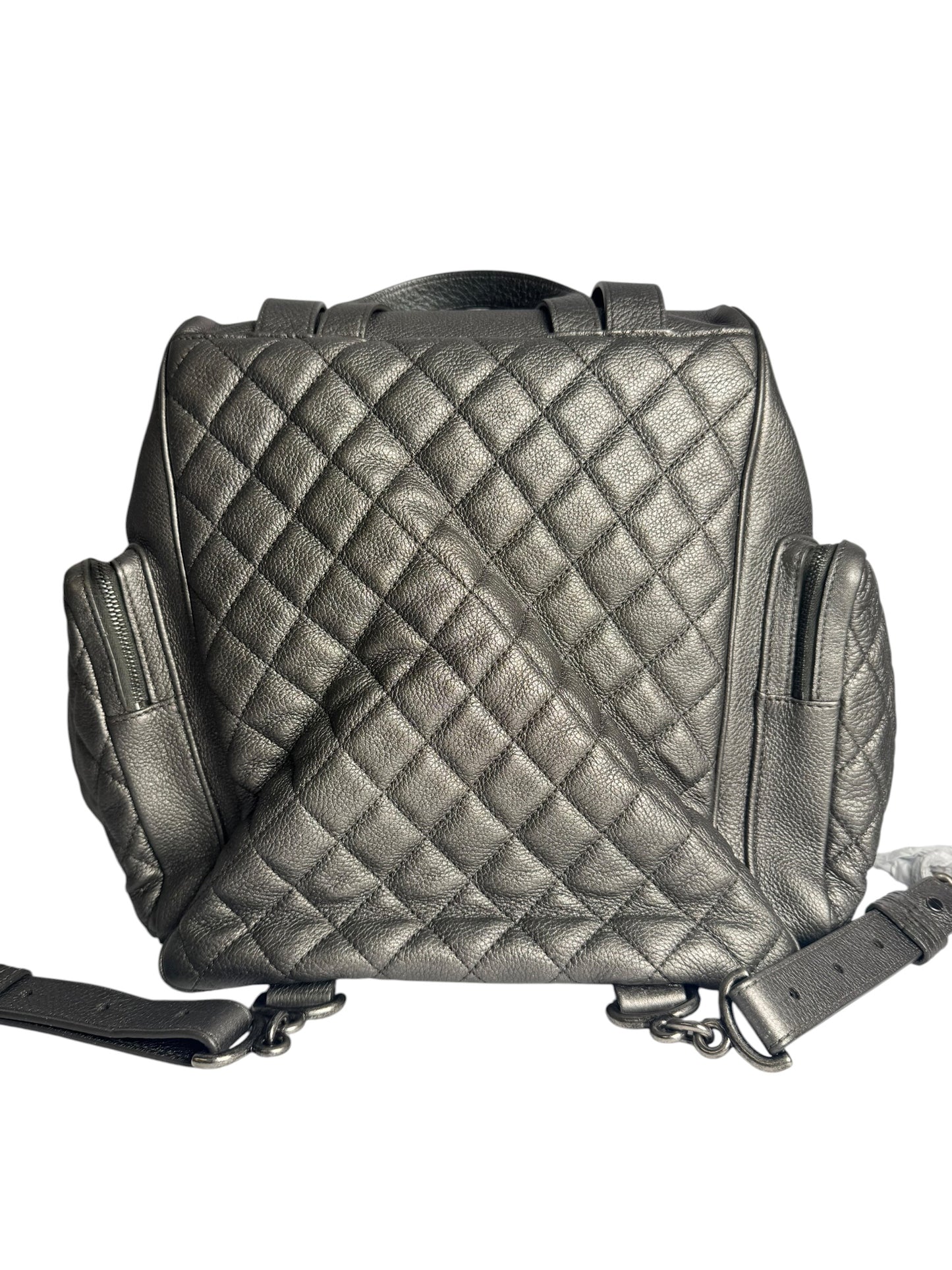 Chanel Silver Caviar Backpack T7284