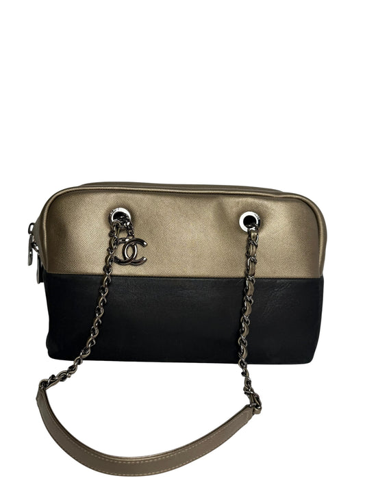 Chanel Black/Metallic Caviar Shoulder