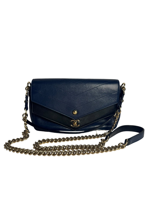 Chanel Navy Black Envelope Flap T1256