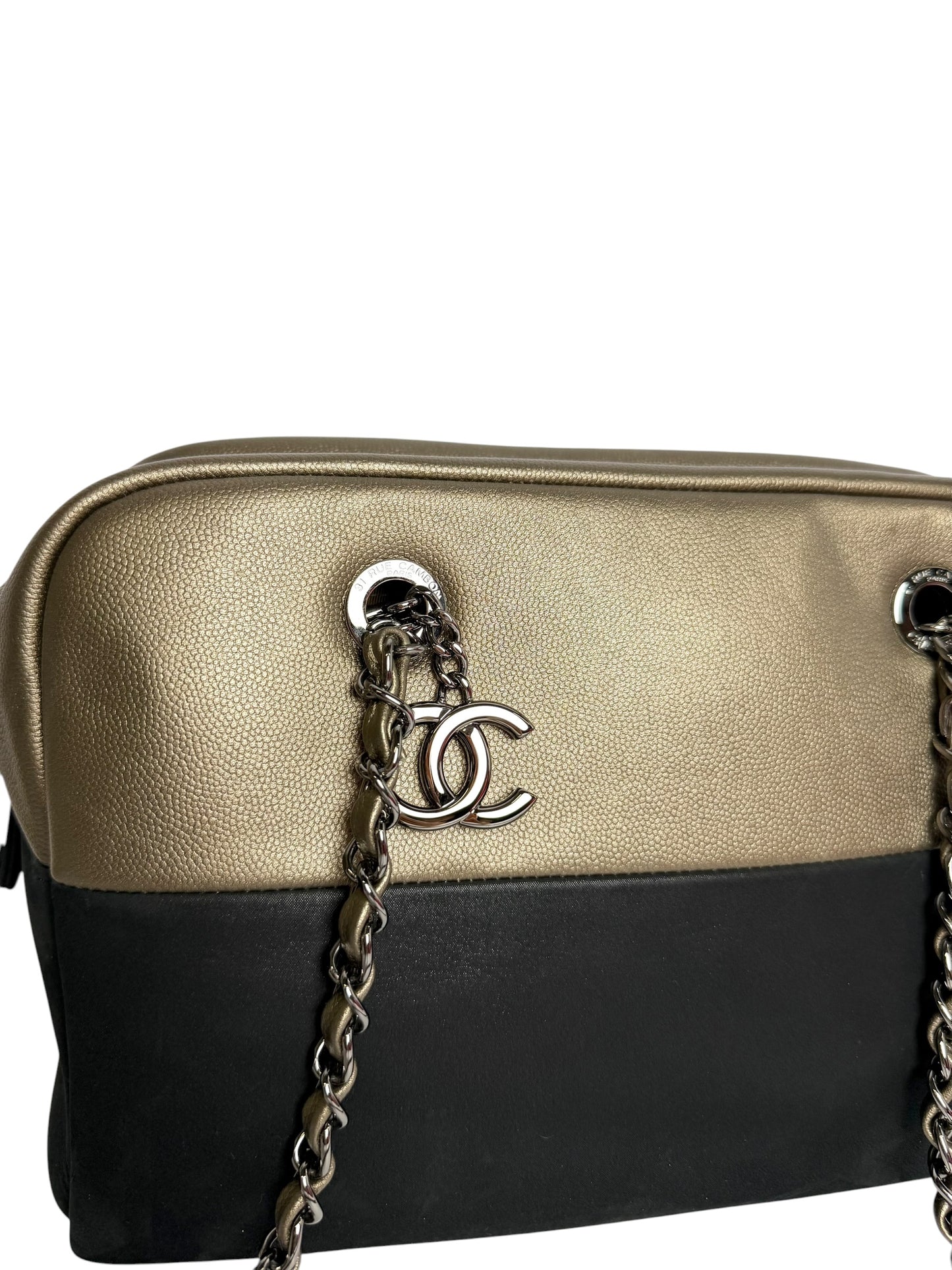Chanel Black/Metallic Caviar Shoulder