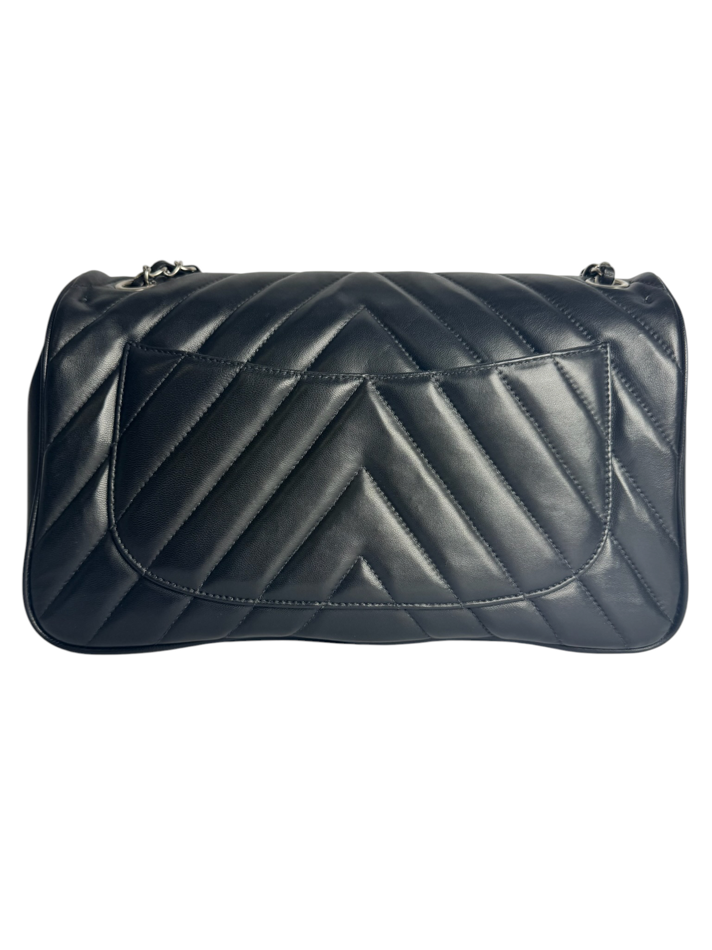 Chanel Leo Lion Black Chevron Leather Flap T4673