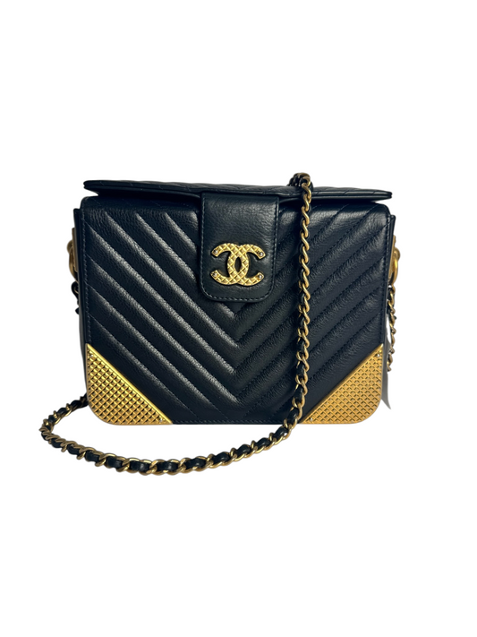 Chanel Small Rock The Corner Black Calfskin Crossbody T6271