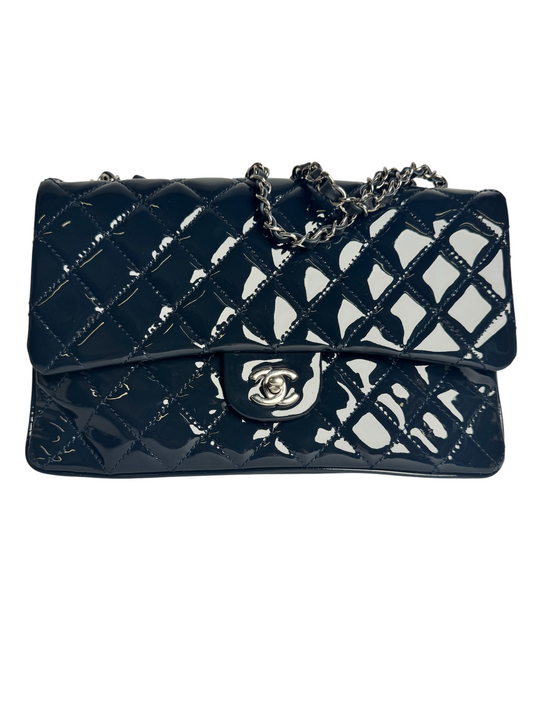 Chanel Patent Navy Flap SHW T7967