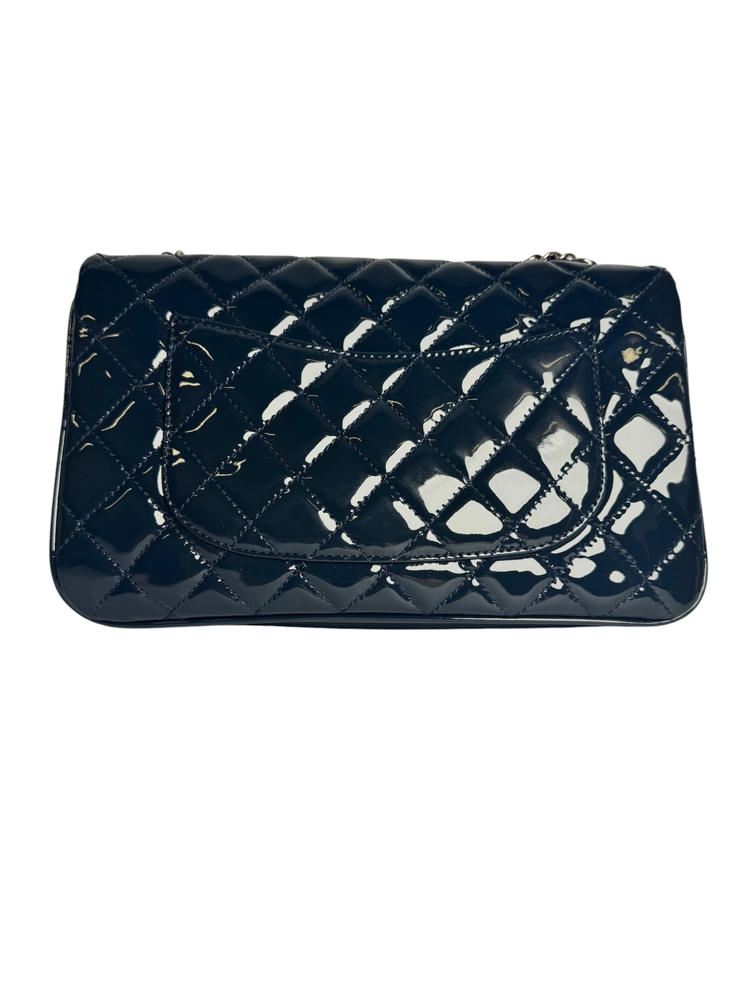 Chanel Patent Navy Flap SHW T7967
