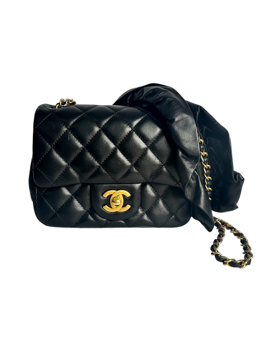 Chanel Romance Black Lambskin Mini Square Flap T1022