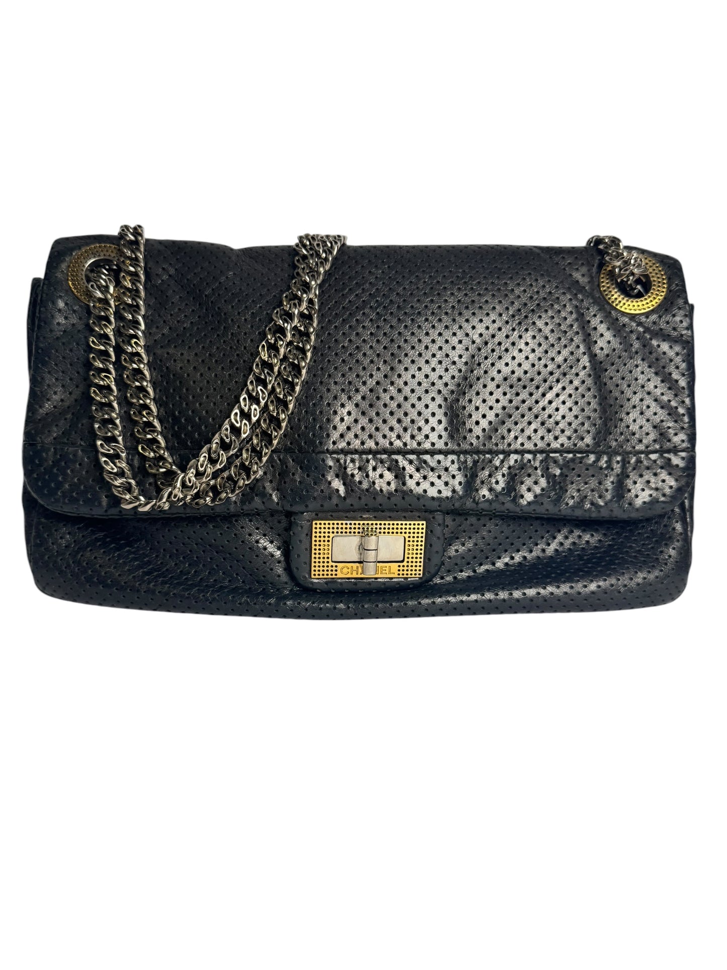 Chanel Gun Metal Perforated Reissue T9080