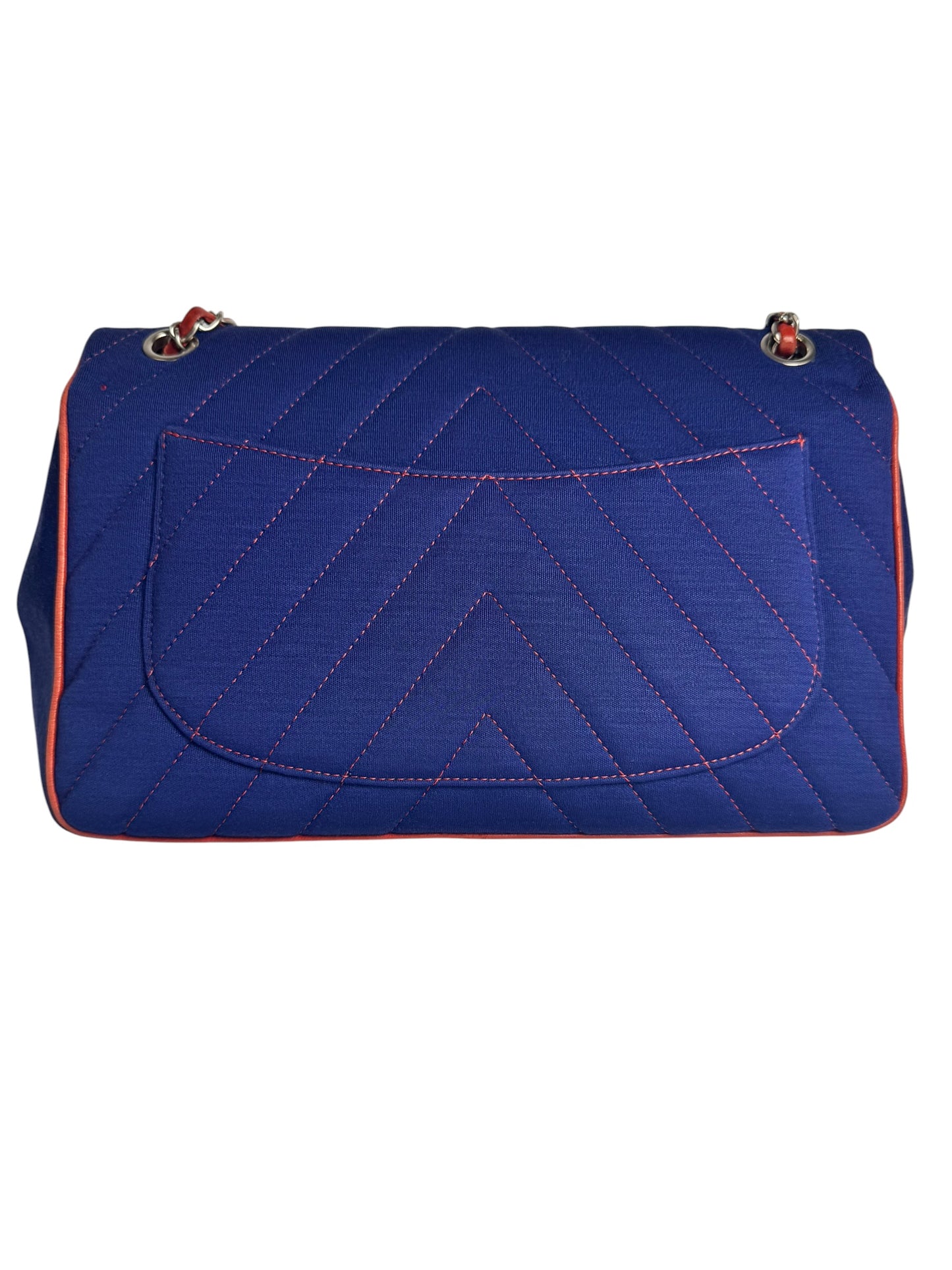 Chanel Blue Chevron Lion Flap T7674