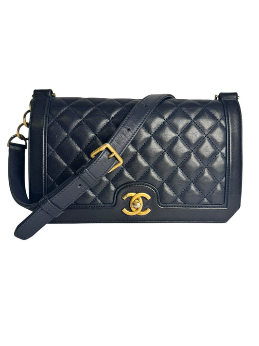 Chanel Navy Aged GHW Flap T5136