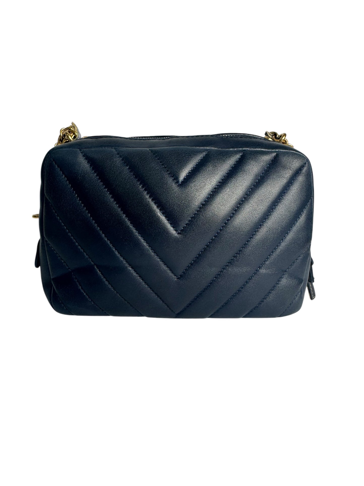 Chanel Small Camera Bag Chevron Blue GHW T8091