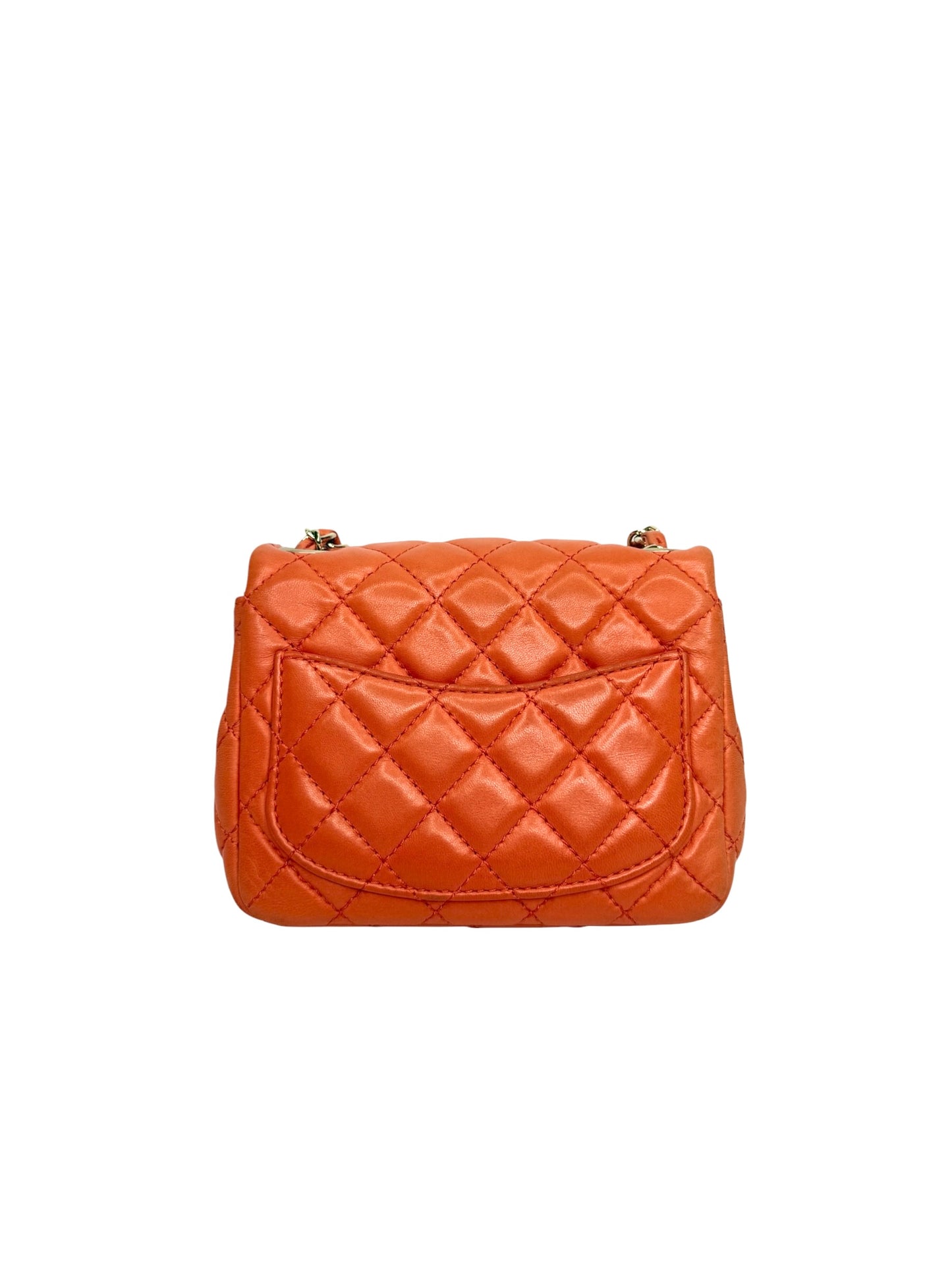 Chanel Orange Lambskin Square Mini Flap T1134