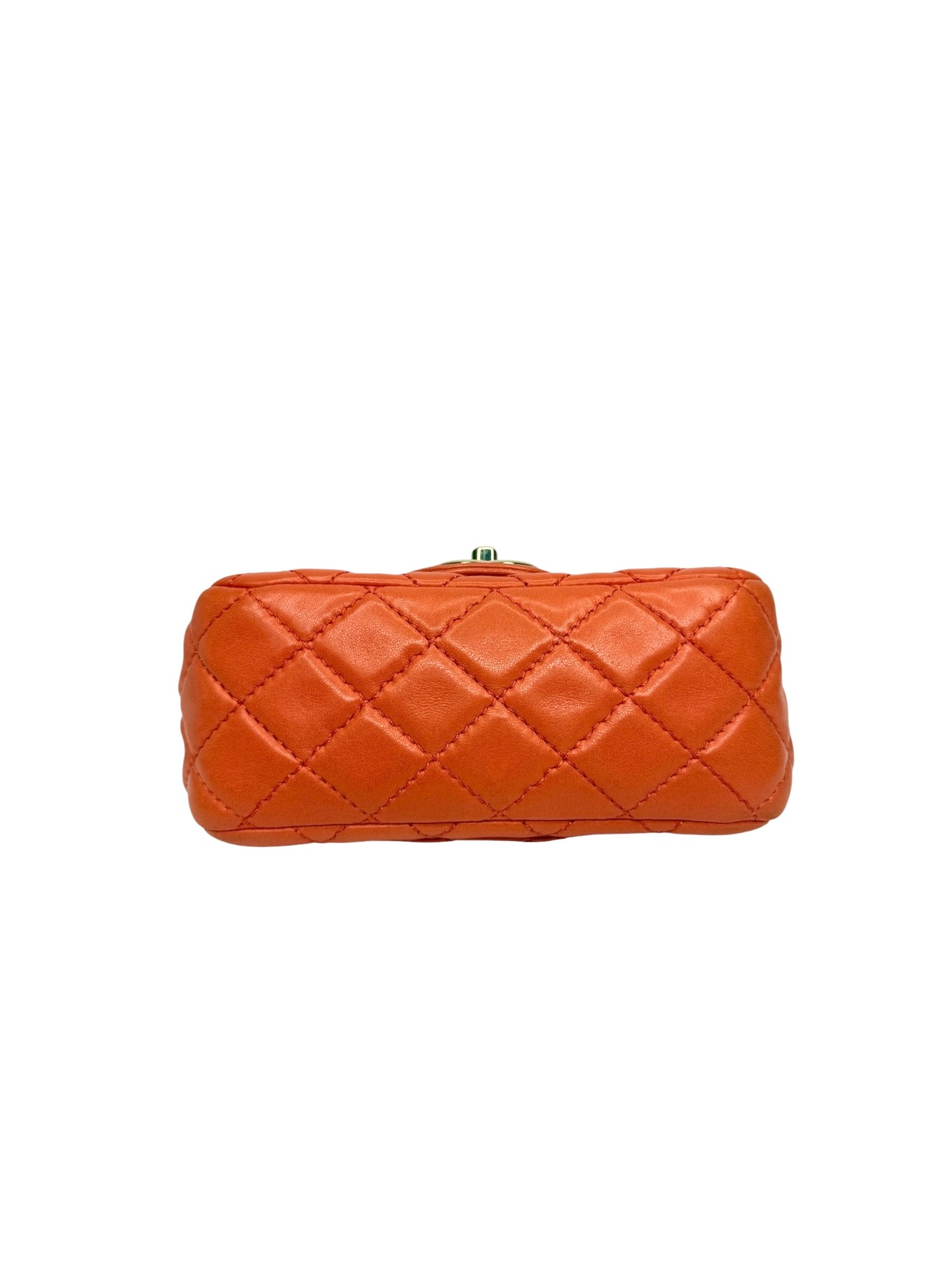 Chanel Orange Lambskin Square Mini Flap T1134