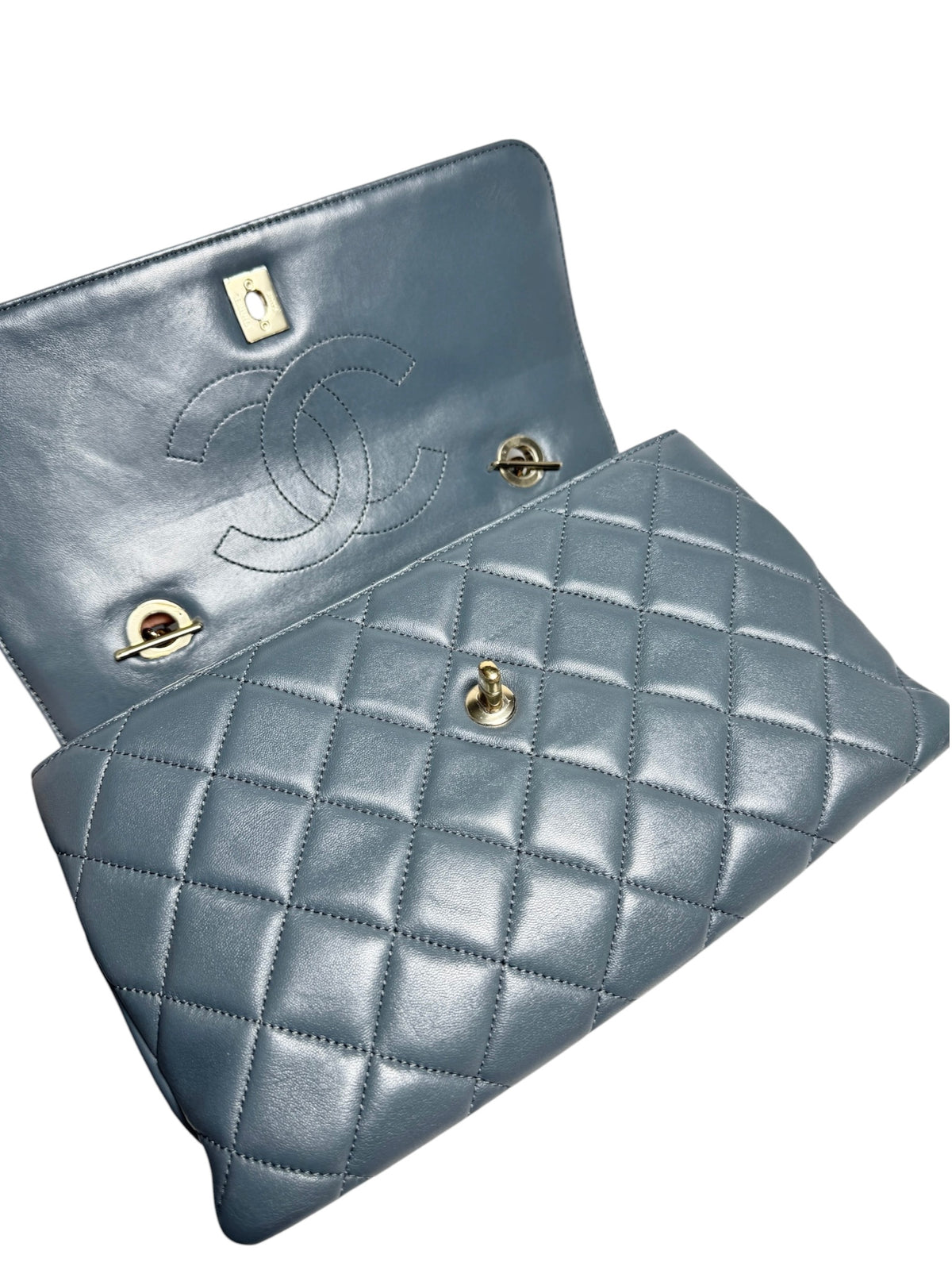Chanel Dusty Blue Medium Trendy CC Top Handle Flap T9119