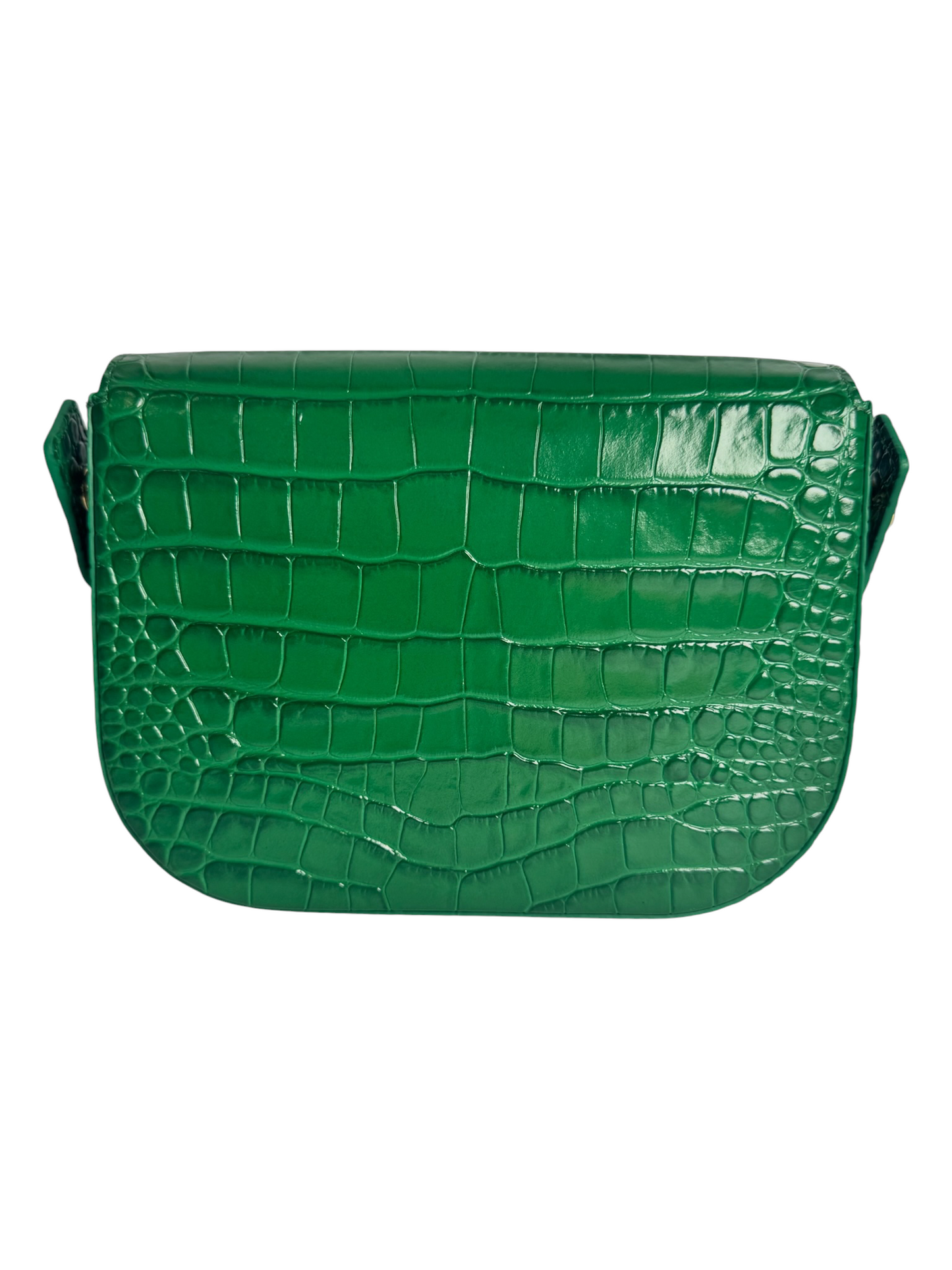 Chanel Green Calfskin Crocodile Embossed Turn Around Flap T8304