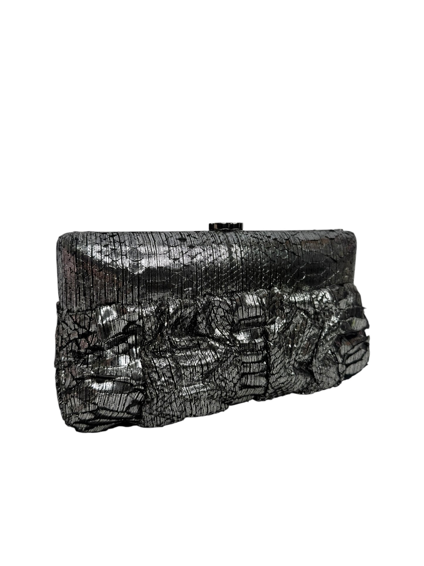 Chanel Silver Python Clutch On Chain T1132