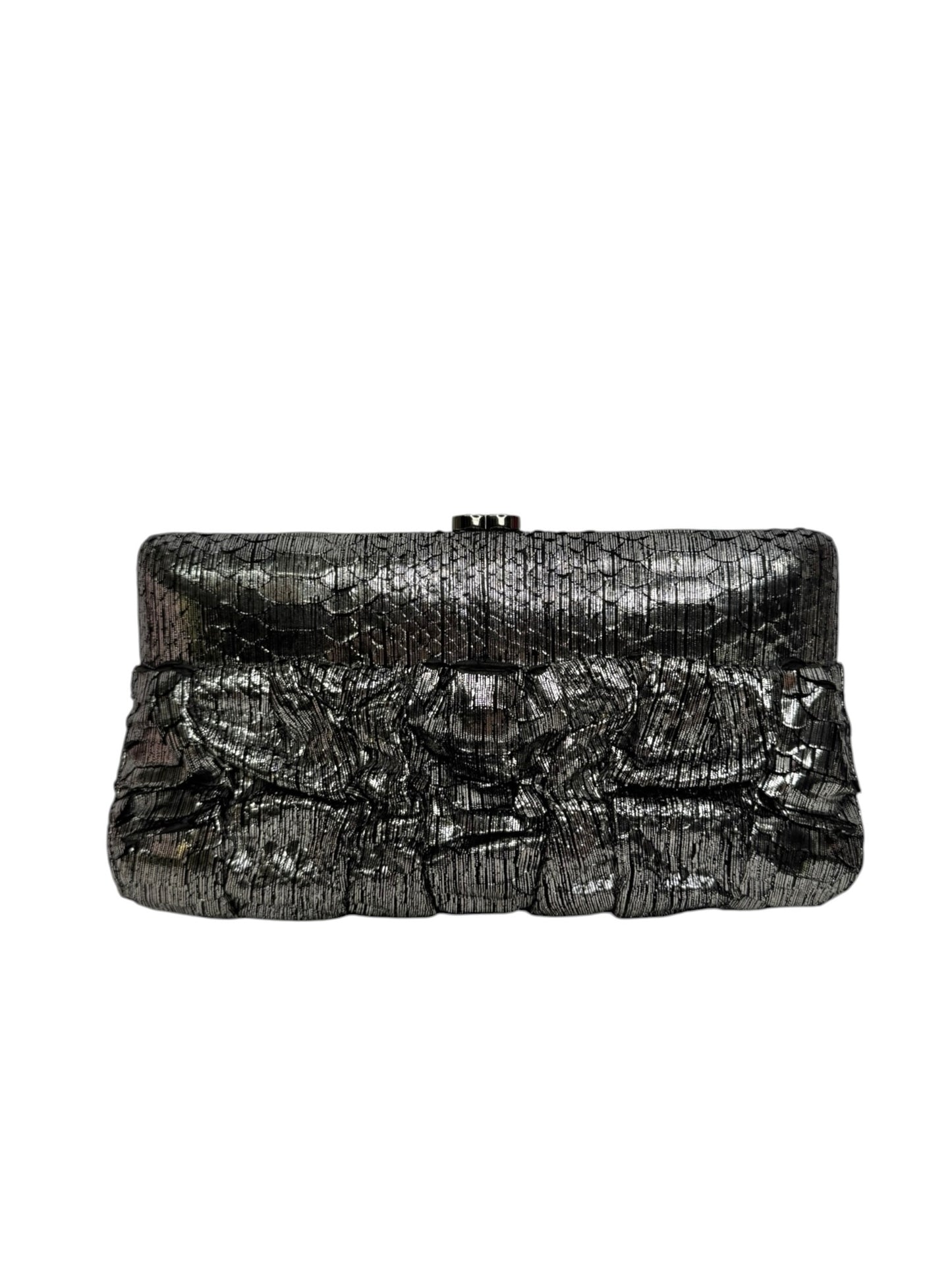Chanel Silver Python Clutch On Chain T1132
