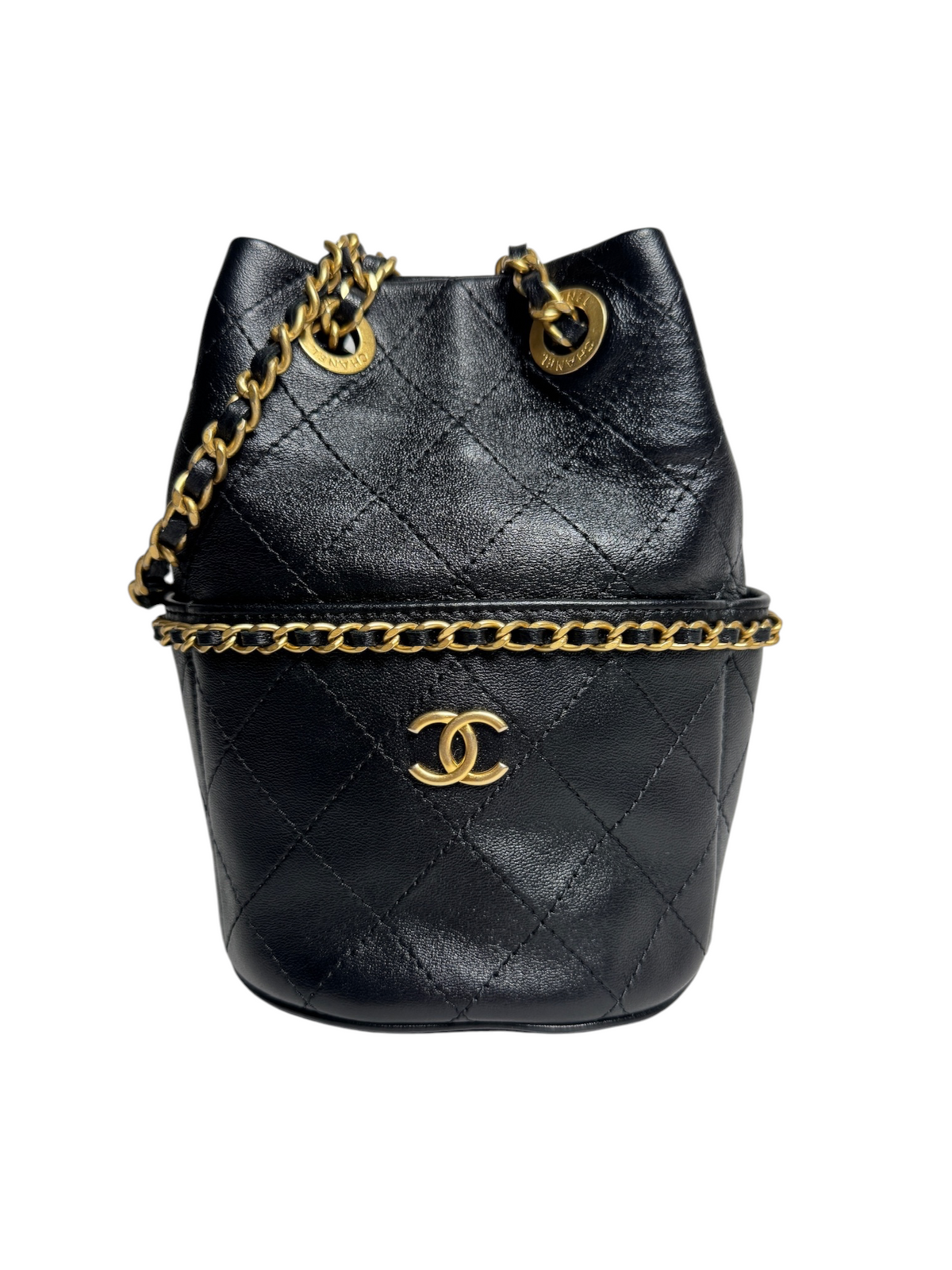 Chanel Black Mini Chain Bucket Bag T9121