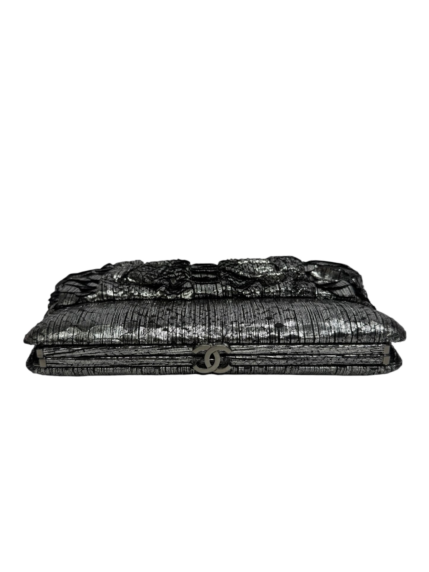 Chanel Silver Python Clutch On Chain T1132