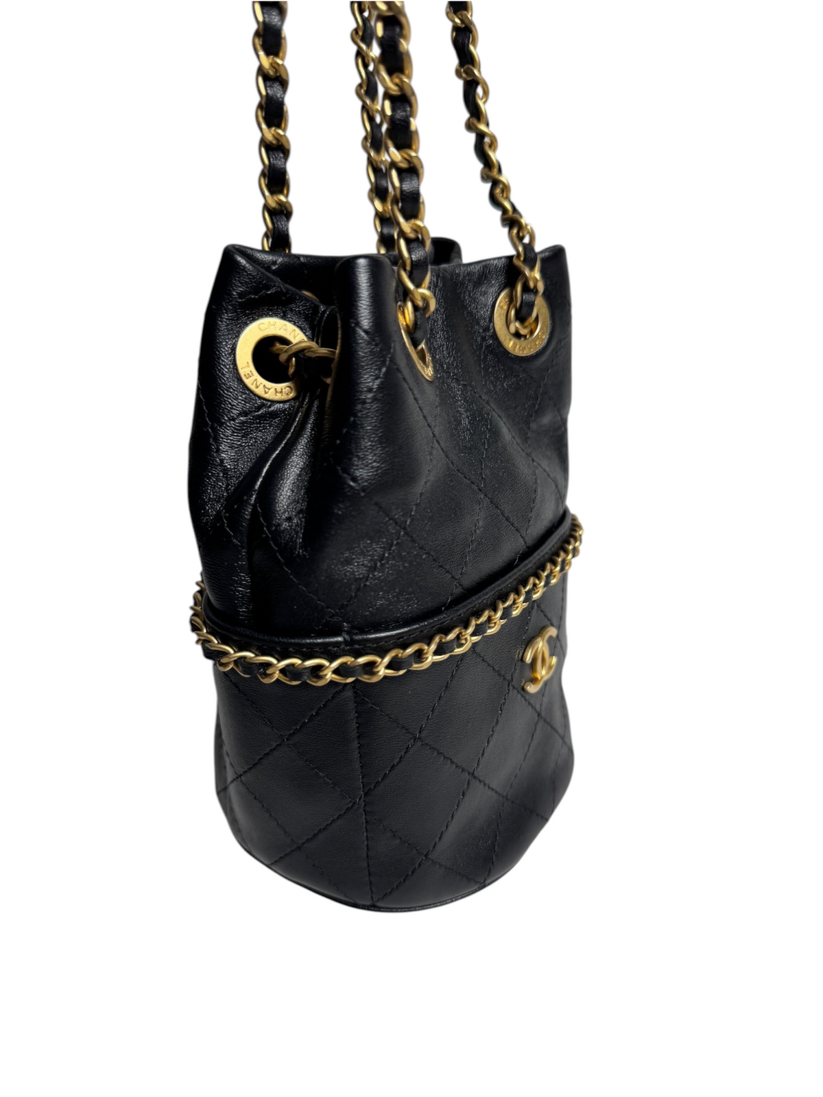 Chanel Black Mini Chain Bucket Bag T9121