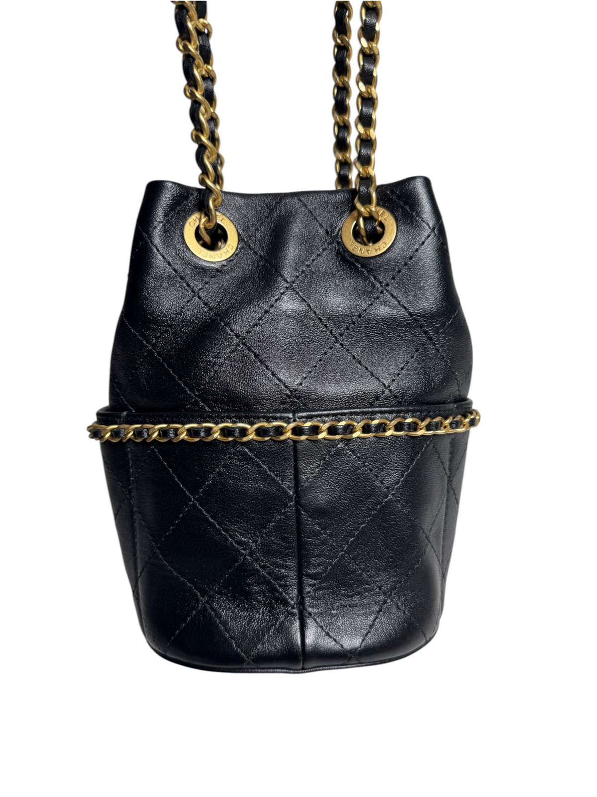 Chanel Black Mini Chain Bucket Bag T9121